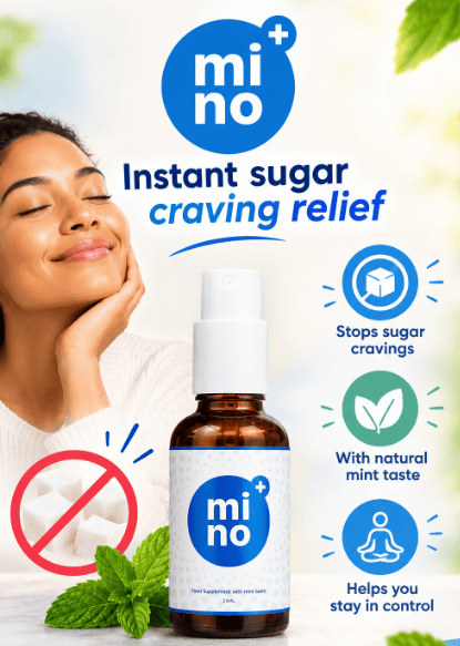 Mino+ Glucose Control spray ingredient information graphic
